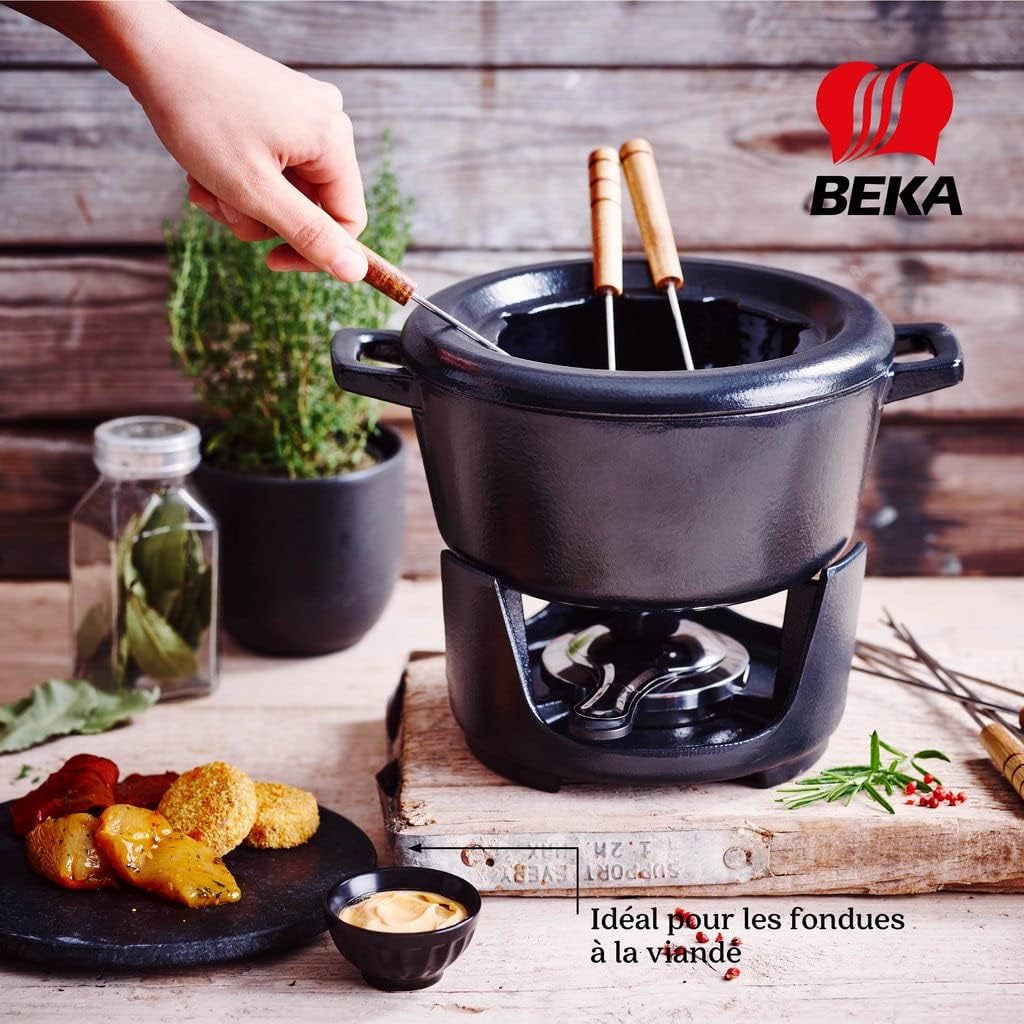 Beka Nori Schwarz Fondueset 2l Rund Gusseisen8 Forks Included