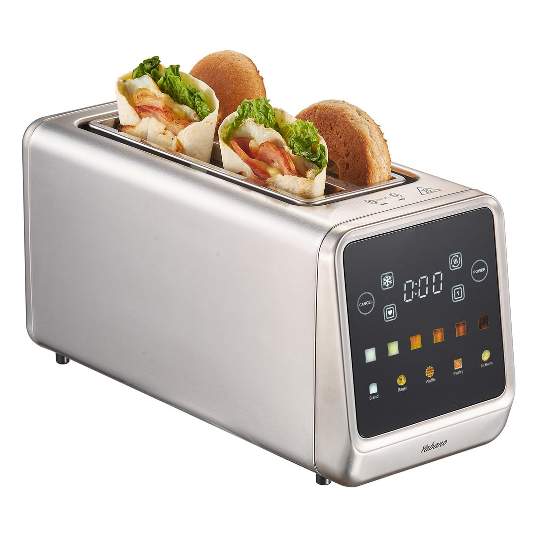 Yabano Toaster 4 Scheiben mit Touchscreen &amp; Memory-Funktion, Single-Slice-Technologie, Timer, Auftau