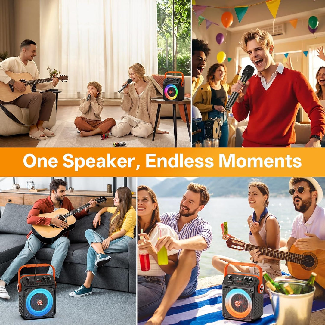 Karaoke Maschine Karaoke Anlage mit 2 Mikrofonen für Erwachsene &amp; Kinder Bluetooth Lautsprecher mit