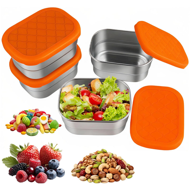 4 Stück Snackbox Edelstahl Klein, 230 ml Kleine Dosen mit Deckel, Gefrierdosen Klein Dosen, Auslaufs