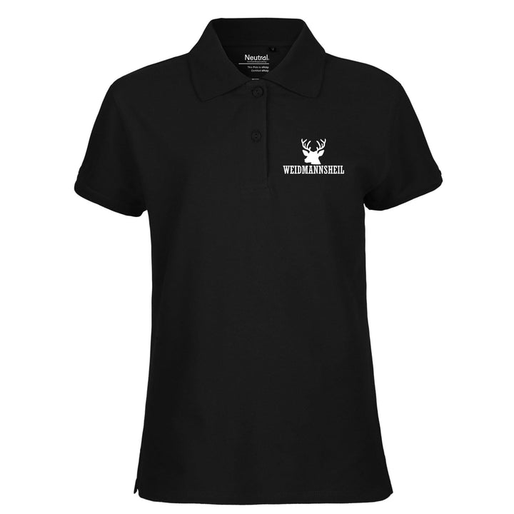 Huuraa Damen Polo Shirt Weidmannsheil Hirsch Jägergruss Geschenk S Schwarz, S Schwarz