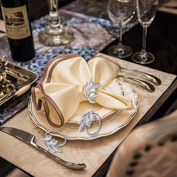 20 Stück Napkin Rings Serviettenringe, Metall Serviettenschnallen, Metall Serviettenschnallen Blätte