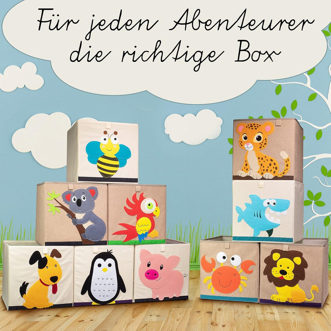 Aufbewahrungsbox im 2er Set Pinguin I Doppelpack Spielzeugbox mit Tiermotiv passend für Würfelregale