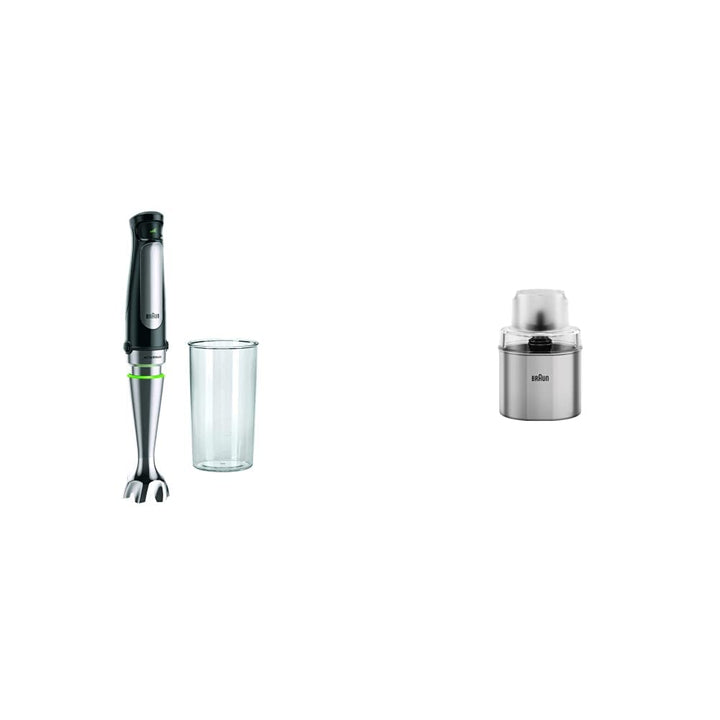 Braun MultiQuick 7 MQ 7000X Stabmixer inkl. 600 ml Mix- &amp; Messbecher, 1000 Watt, schwarz &amp; Braun Kaf