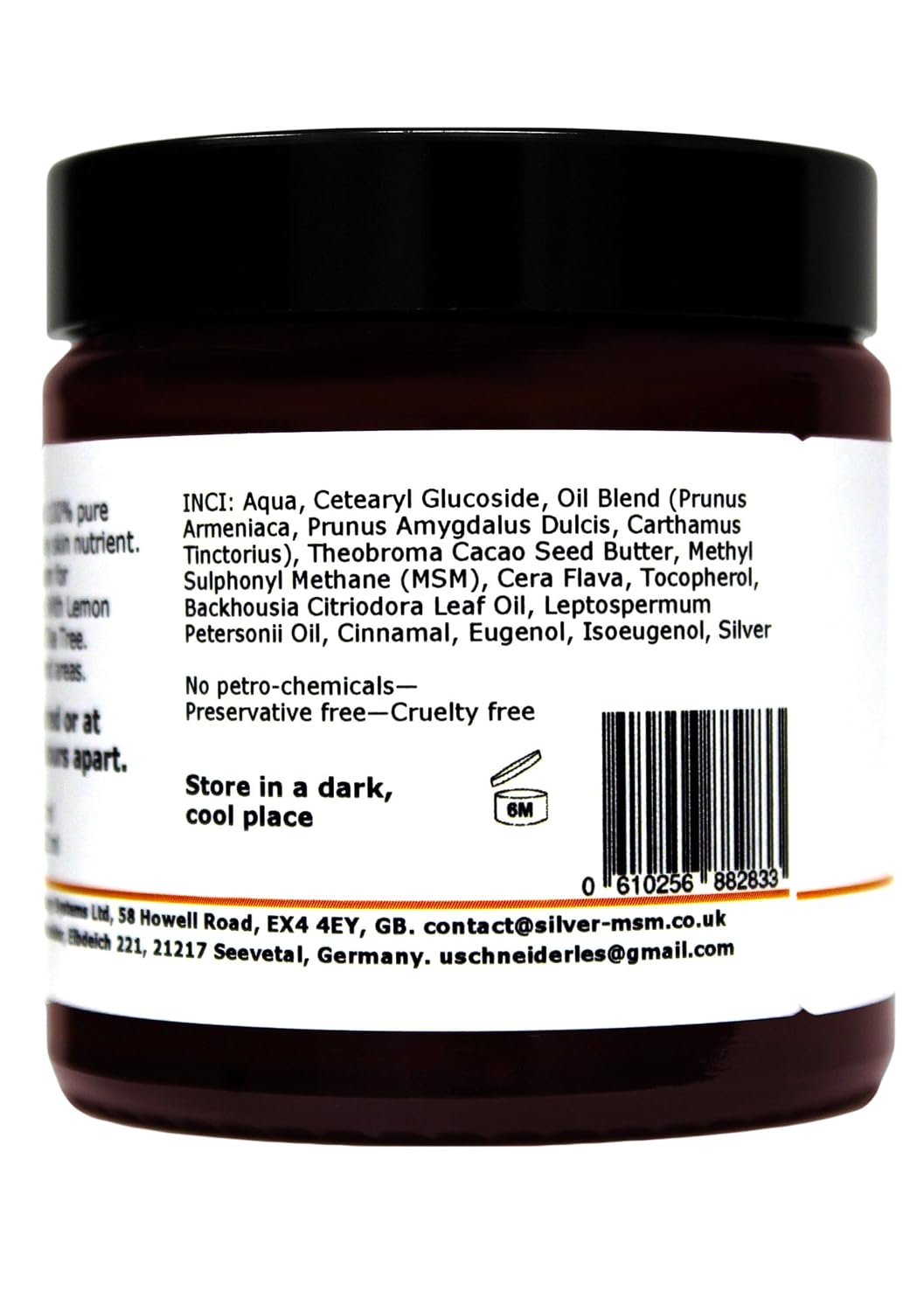 Silber-MSM Crème mit Zitronenmyrte und Zitronen Teebaum essentiellen Ölen - 120 ml