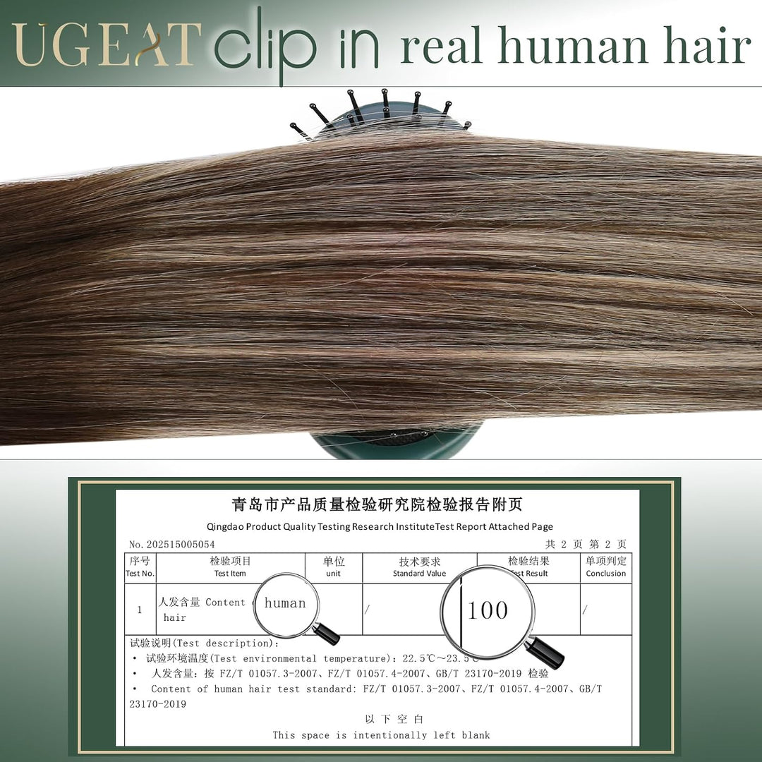 Ugeat Echthaar Clip in Extensions Aschblond 30 cm 85G 5 Stück 