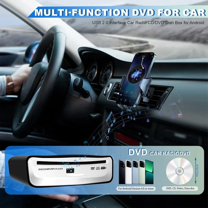 Tragbarer CD-Player fürs Auto, USB-Anschluss Kompatibel mit Laptop, Fernseher, Computer