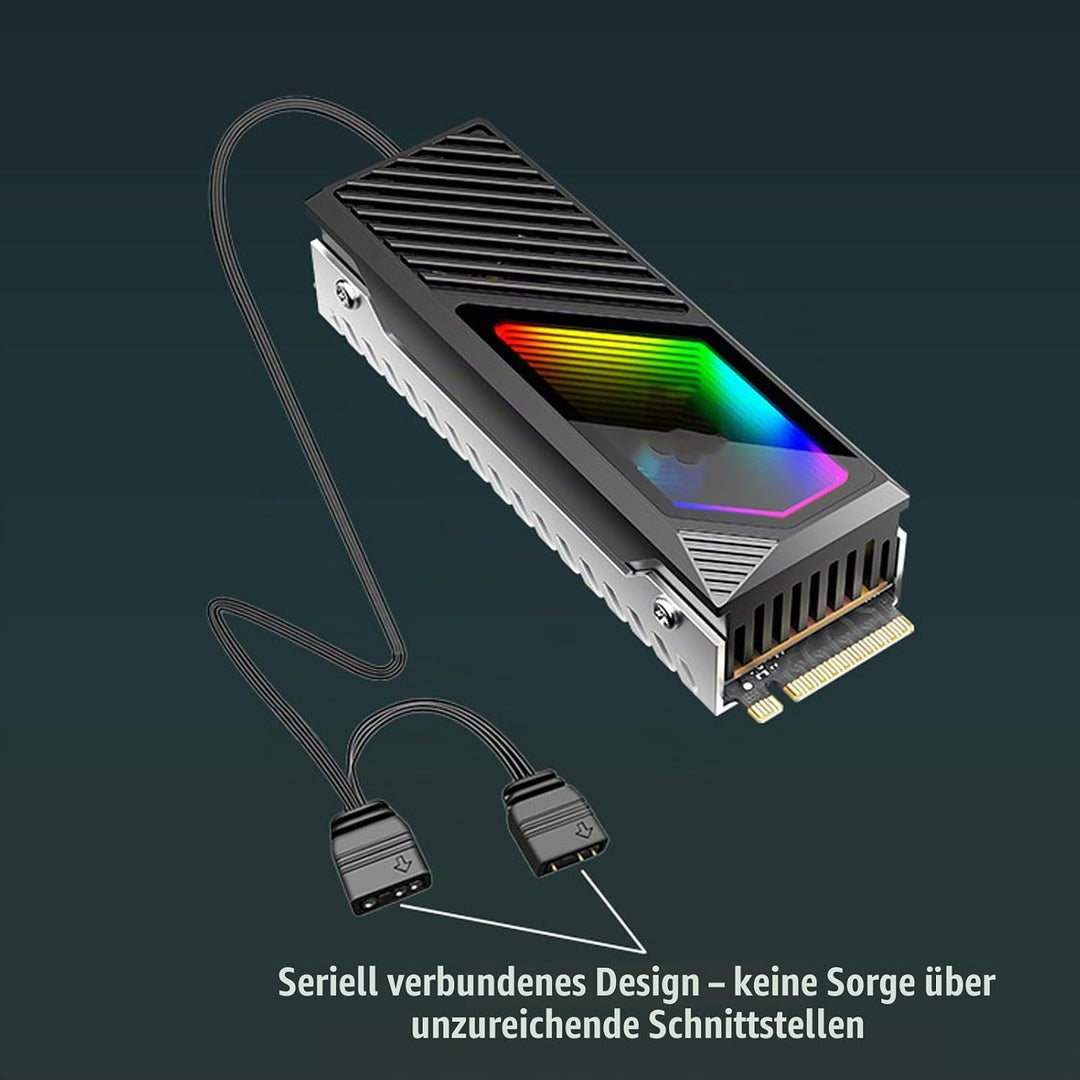 Heatsink-Kühler für M.2 2280 SSD/PC/PS5, RGB Sync Kühler Kühlkörper | Aluminium SSD NVMe Kühlkörper
