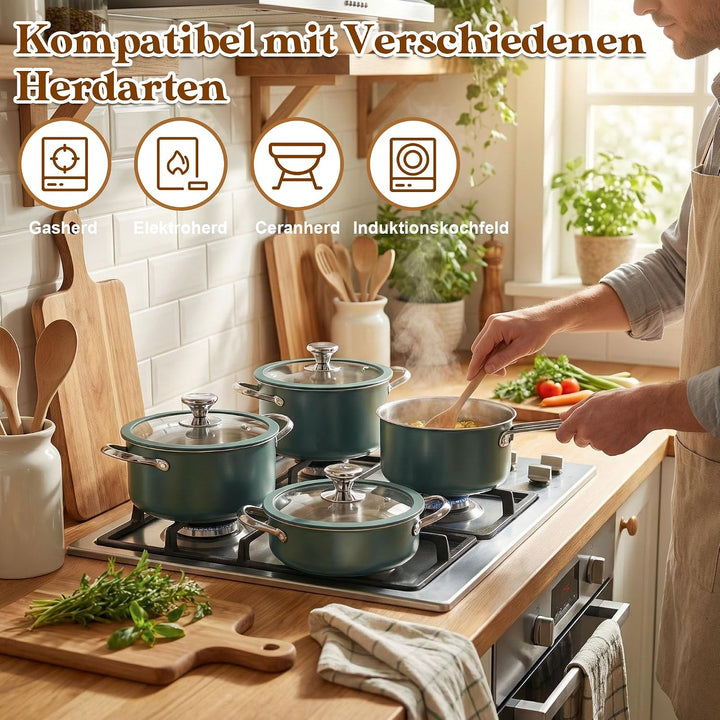 Kochgeschirr-Set aus Edelstahl, Kochtopf, Dampftopf, Suppentopf, Verdickter, Antihaftbeschichtete Ke