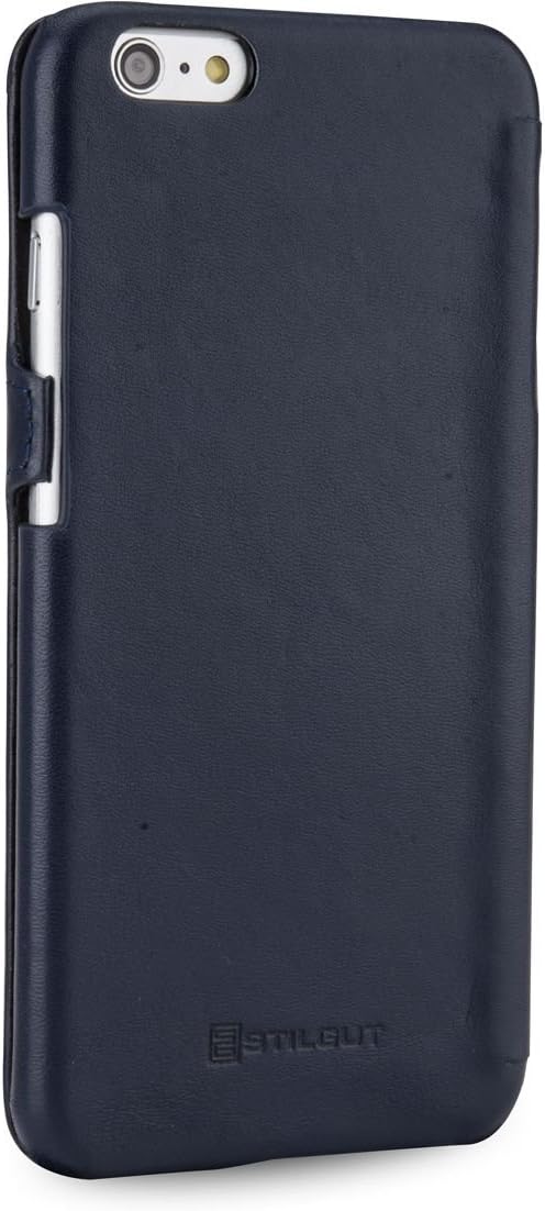 STILGUT Leder-Hülle kompatibel mit iPhone 6s Plus Book Type mit Clip, Dunkelblau Nappa, Dunkelblau N