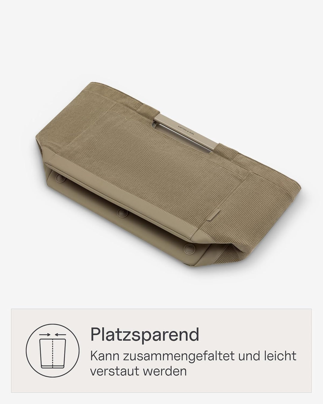 Kapten &amp; Son Vaasa Einkaufskorb faltbar Cord Dusty Khaki 25 L | Korb Kord Grün | Inklusive Einkaufsw