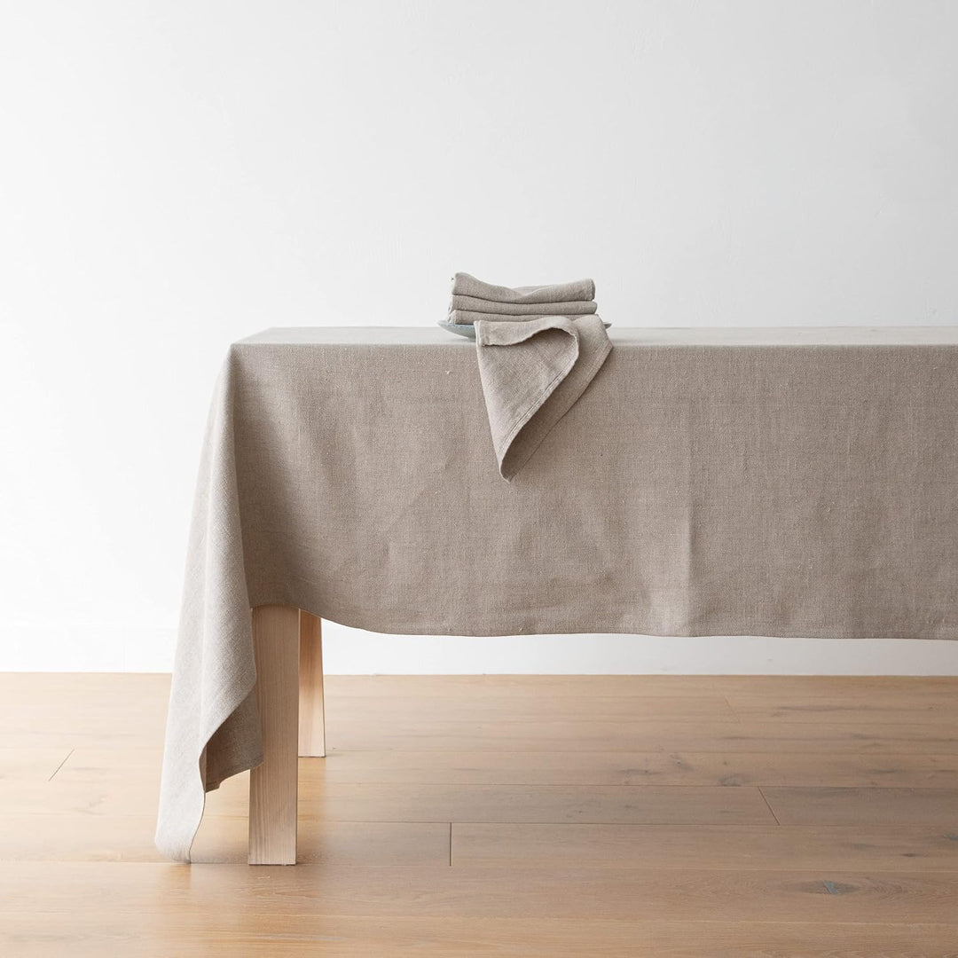 LinenMe, Lara Tischtuch aus beigefarbenem Leinen, 135 x 140 cm 0107902, 135 x 140 cm