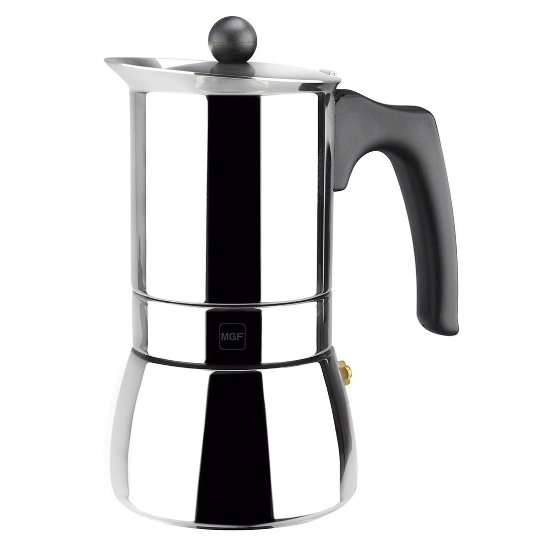 Magefesa Genova - Espressokocher für 4 Tassen, 200 ml, Edelstahl 18/10, Ergonomischer Griff, Energie
