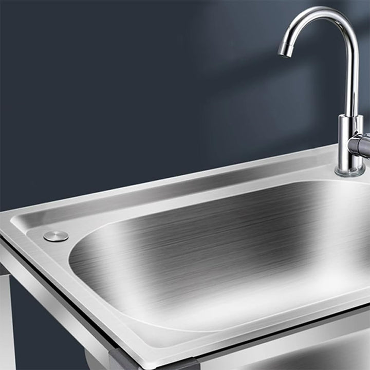 Freistehender Spültisch Edelstahl,Spülbecken Waschbecken Movable Einzelbecken Küche mit Wasserhahn W