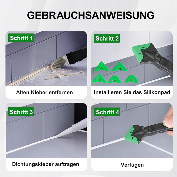 Abdichtungswerkzeug Set - Fugenentferner mit Silikondichtstoff Finishing Kit, Fugenschaber, 5 austau