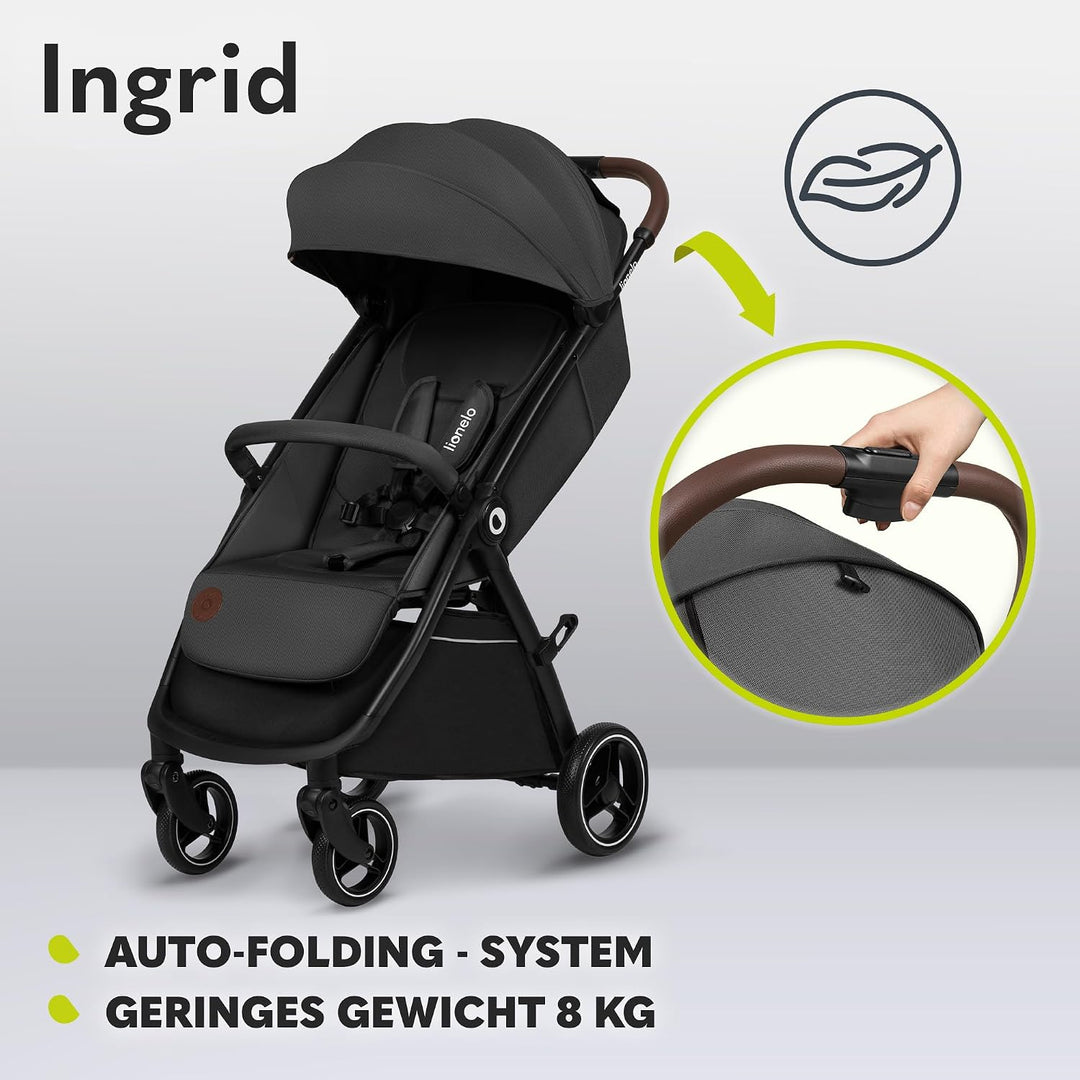 LIONELO INGRID Kinderwagen bis 22 kg von 6 Monaten bis 4 Jahren Grosse 360° schwenkbare Räder Volle