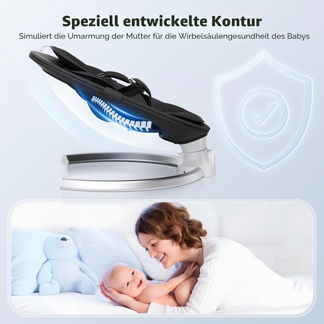 Elektrische Babywippe für Kleinkinder,Elektrische Babyschaukel mit 5 Punkt Sicherheitsgurt 5 Schauke