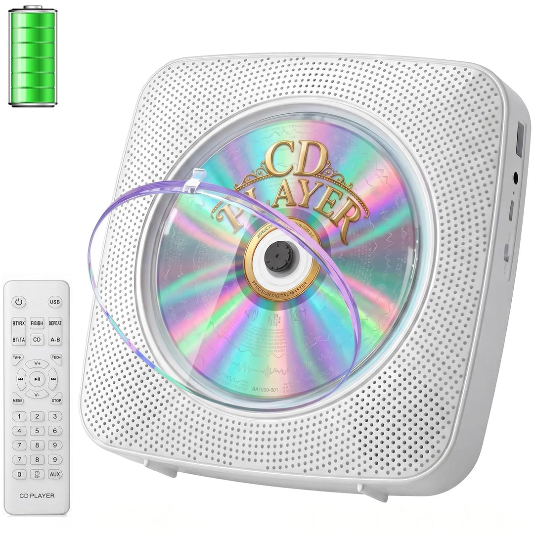 Gueray Desktop CD Player Bluetooth CD-Spieler mit Lautsprechern für Zuhause 1800mAh Tragbarer CD-Pla