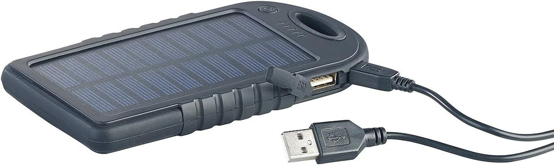 revolt Solarbank für Handy: Solar-Powerbank mit 4.000 mAh &amp; Taschenlampe, 2X USB, bis 2 A, 10 Watt (
