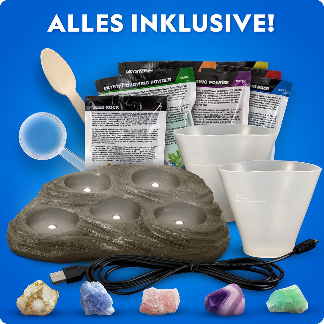 Blue Marble National Geographic Mega Kristallzucht-Set für Kinder – Züchte 6 Kristalle mit Leuchtstä