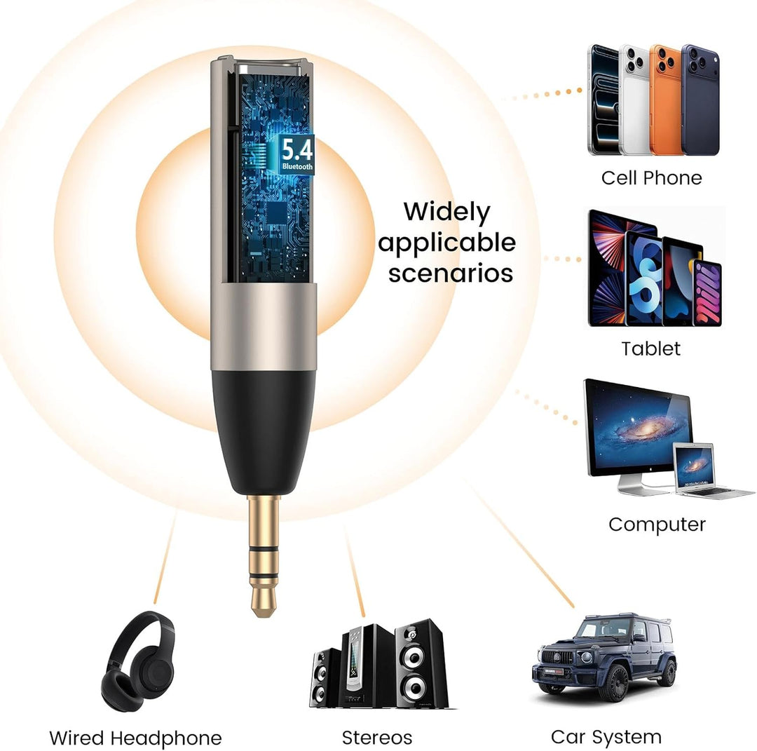 MaedHawk Aux Bluetooth Adapter Auto, BT5.0 Audio Empfänger/Receiver, 3,5 mm Aux in Car Kit(Freisprec