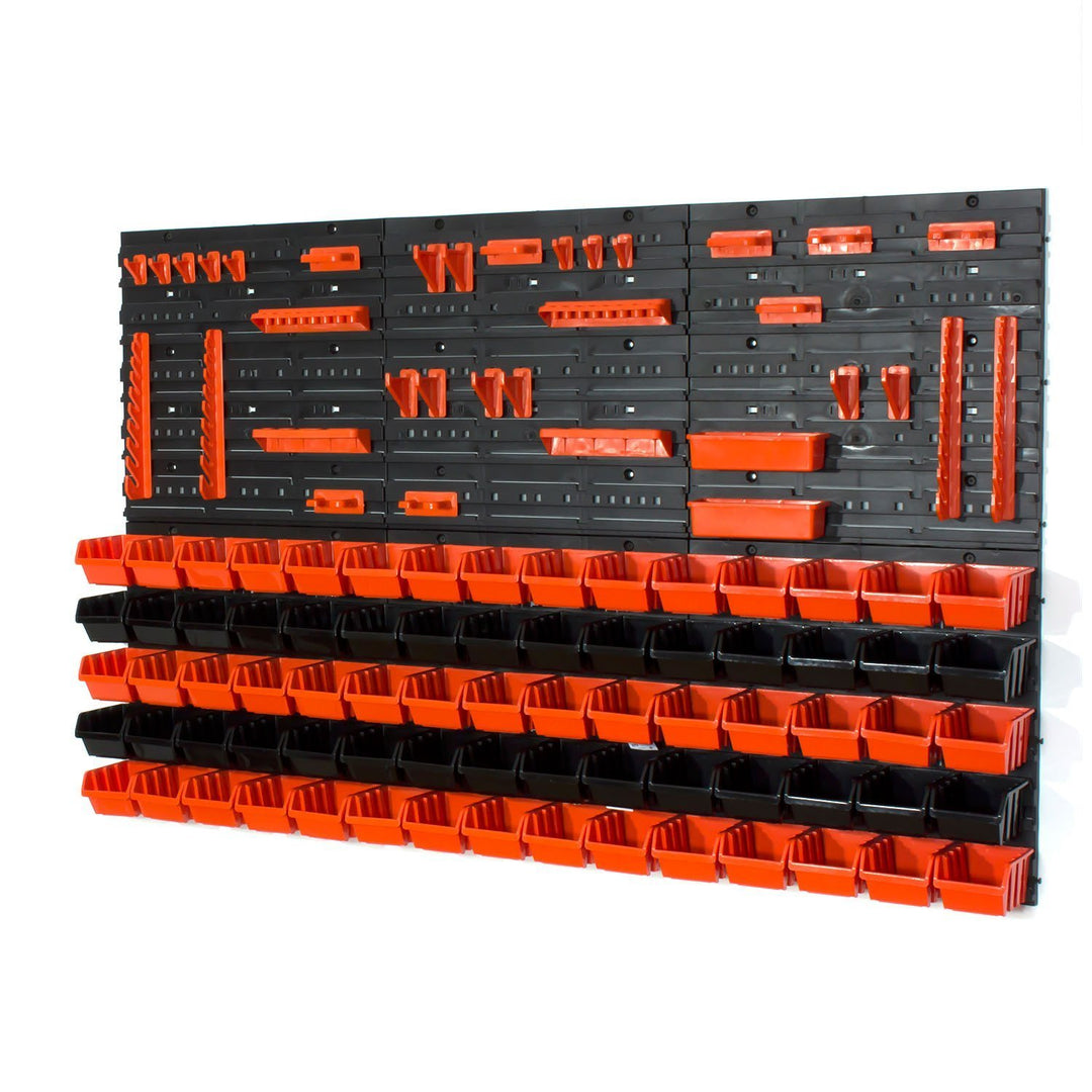Aufbewahrungsbehälter mit Wandbefestigung, Grösse XS, 75 Stück, Schwarz / Orange Schwarz &amp; Orange, S