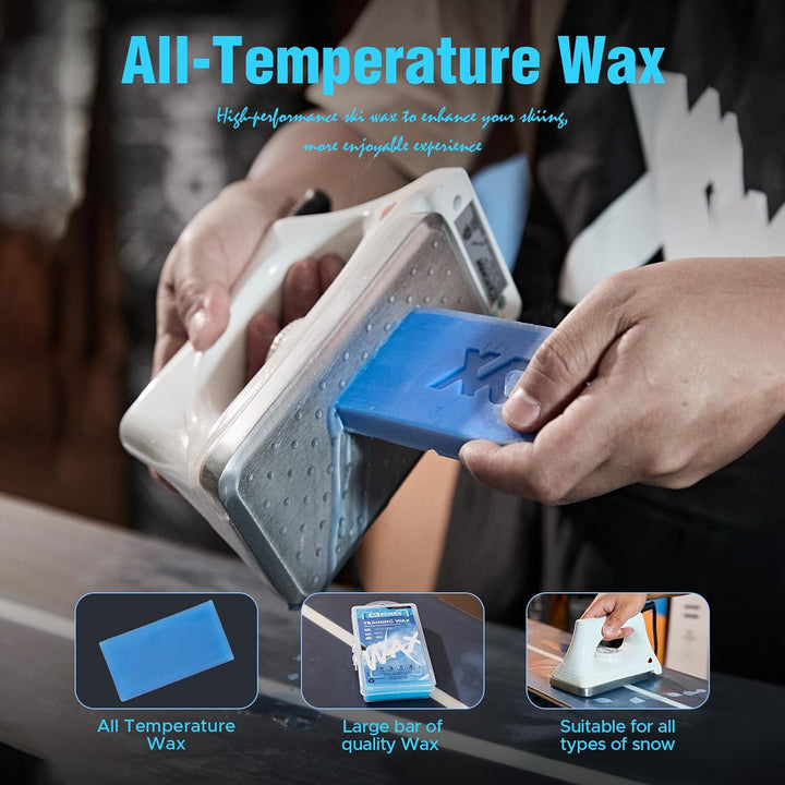 XCMAN Complete Ski Snowboard Tuning and Waxing Kit with Waxing Iron,Ski Training Wax,Edge Tuner,Ptex