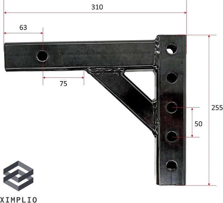 XIMPLIO Adapter für USA-Fahrzeuge mit AHK-Vorbereitung 2 Zoll Einschub für US-Multimount – höhenvers