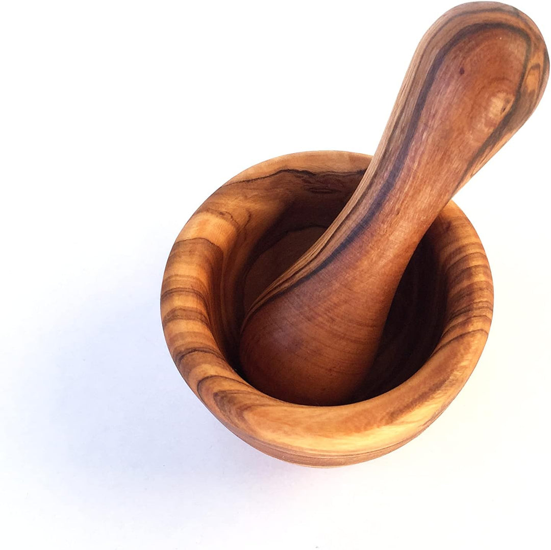 Mini Mörser mit Stössel, Küchenmörser, Gewürzmörser, aus Olivenholz in Handarbeit