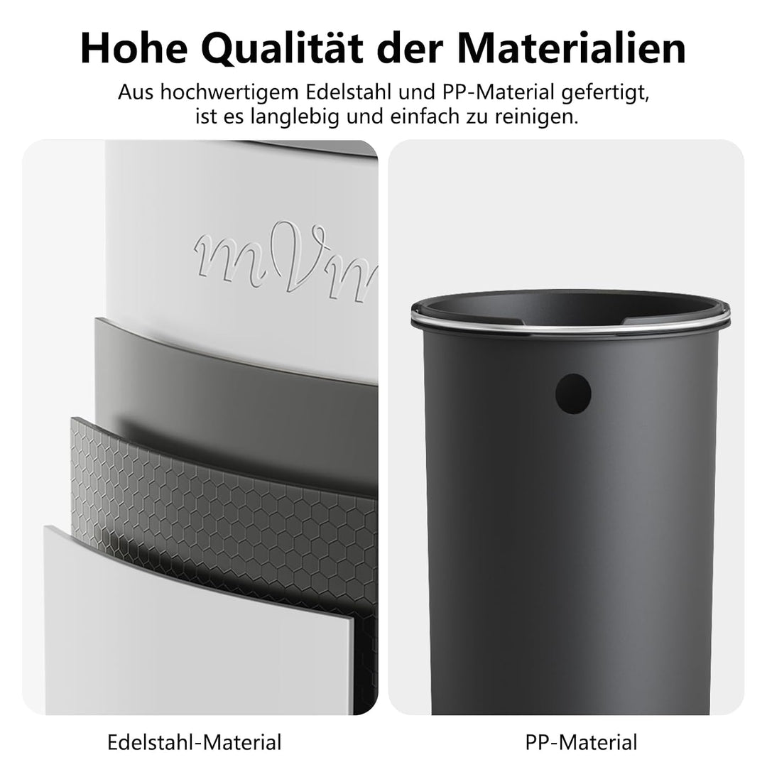 mVm Mülleimer Küche 20L, Mülleimer mit Deckel, Weiss Weiss 20L, Weiss 20L