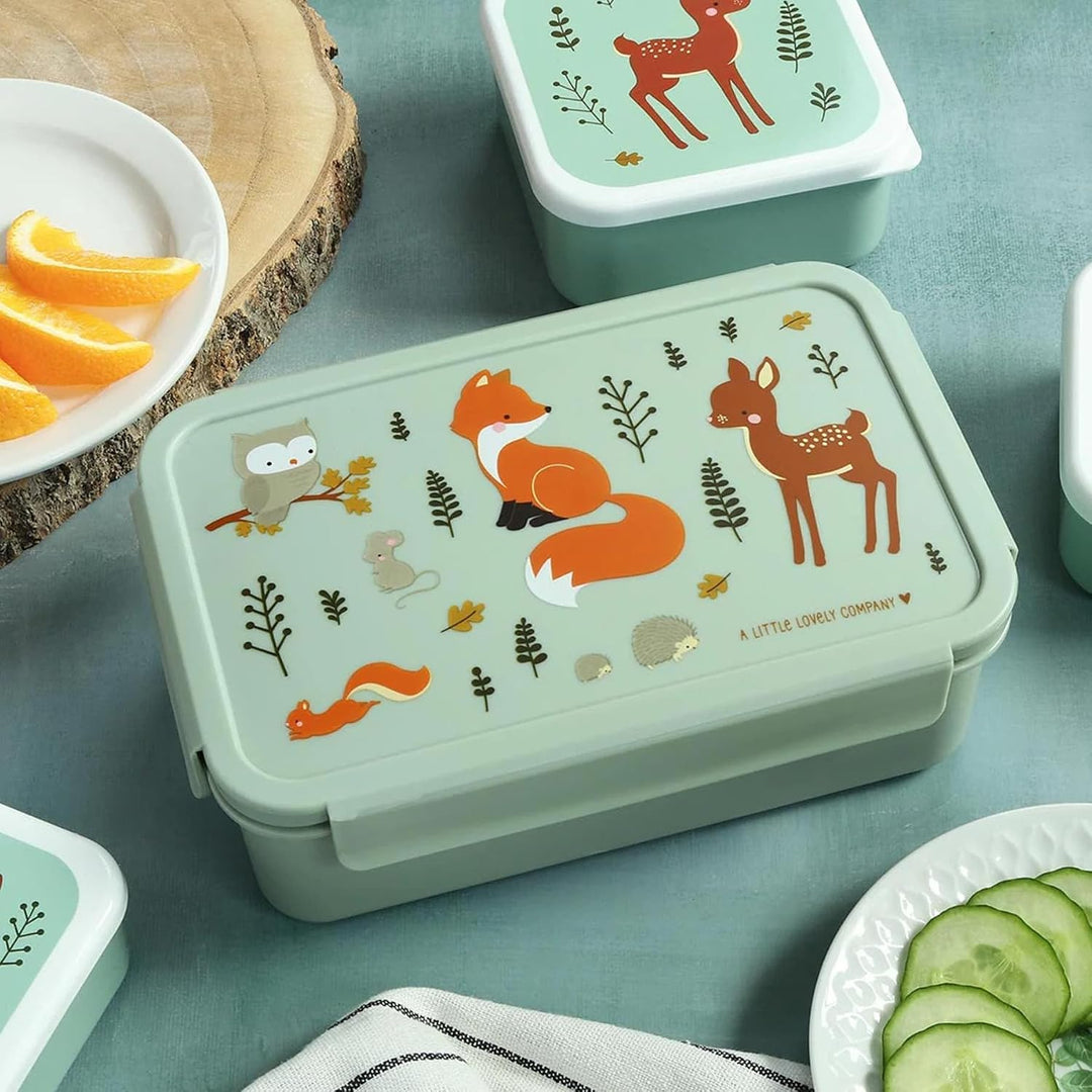 A LITTLE LOVELY COMPANY Bento Lunchbox FOREST FRIENDS – Brotdose, Brotbüchse, Vesperbox, Jausenbox,