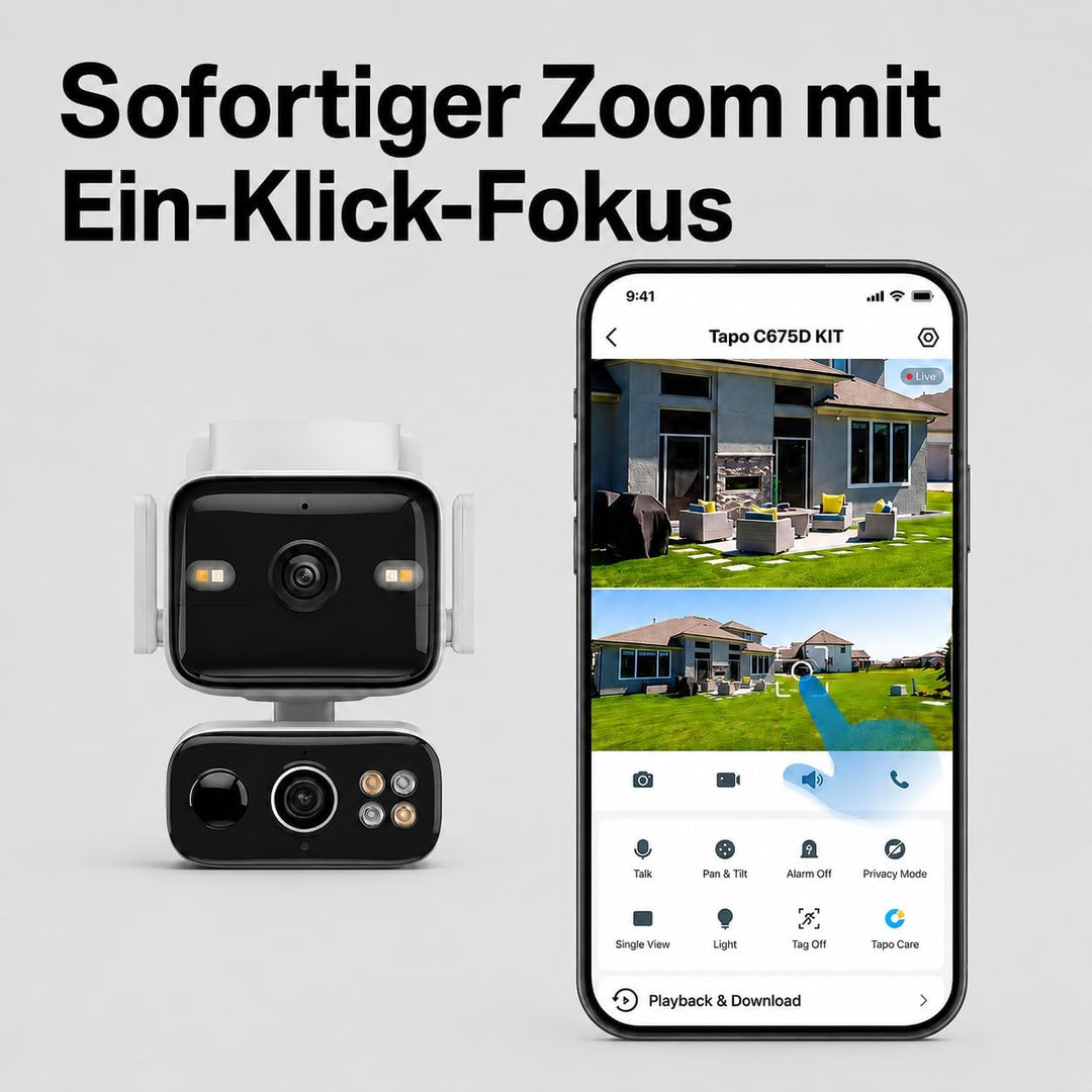 Tapo C675D KIT 4K Solar-Überwachungskamera Aussen mit Akku, 169° Ultraweitwinkel &amp; 6mm Teleobjektiv,