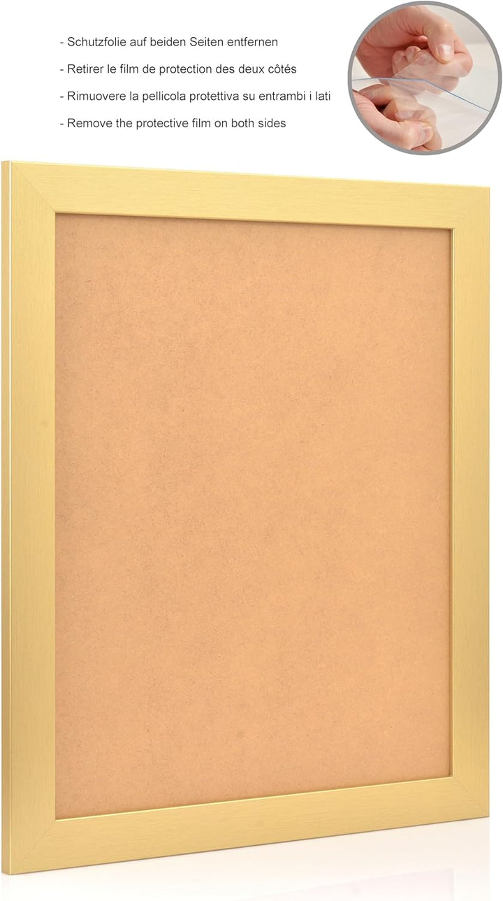 Stallmann Design Bilderrahmen 40x80 cm gold Holz mit Acrylglas Rahmen-Breite 40mm Posterrahmen Wechs