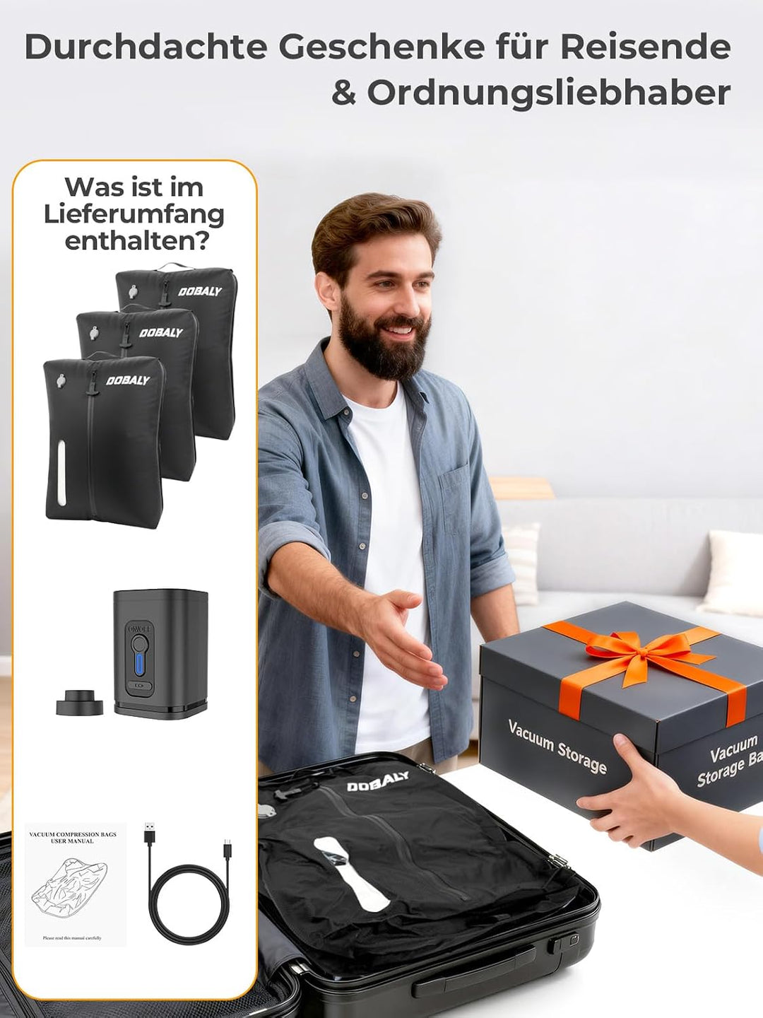 Dobaly Professionelle Vakuumsäcke für Reisen, IP67 Wiederverwendbare,Kompressionsbeutel für Koffer u