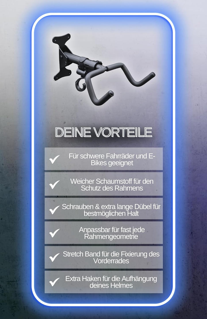 VELOSTAR Premium Fahrrad Wandhalterung - Verstellbar, Platzsparend &amp; Robust - Fahrrad Wandbefestigun