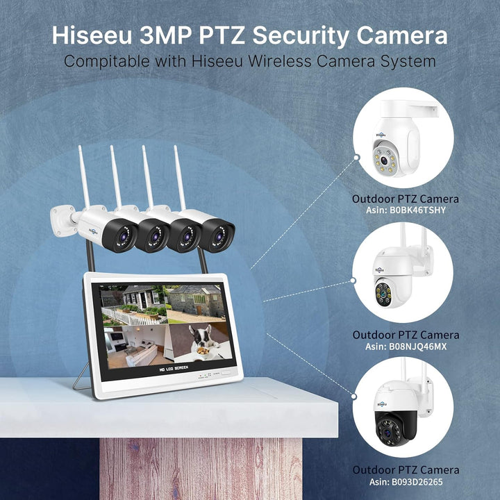 【5MP+3TB Festplatte】 Hiseeu Überwachungskamera Set Aussen WLAN mit 12&