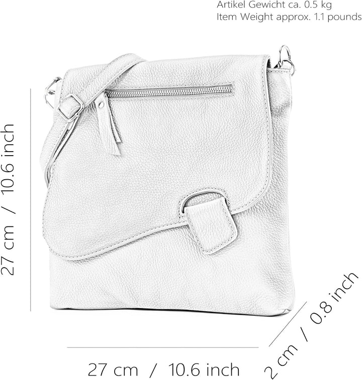 modamoda de - T146 - ital. Umhängetasche Schultertasche aus Leder Lila2021, Lila2021