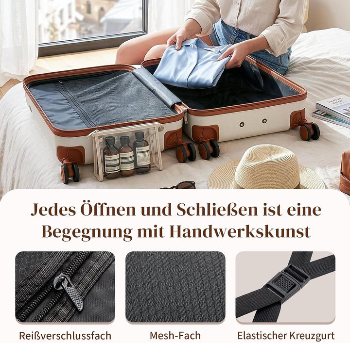 LEADZM Koffer Set 4 teilig Hartschale mit Kosmetikkoffer, Kofferset aus ABS, Reisekoffer mit Rollen