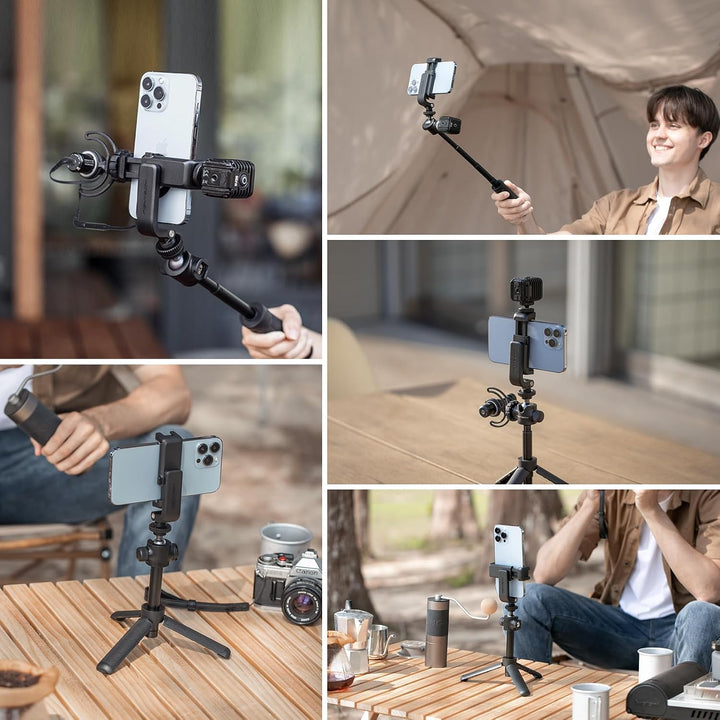 PGYTECH Cold Shoe Handyhalterung kompatibel mit iPhone/Samsung und Anderen Smartphones Phone Holder,