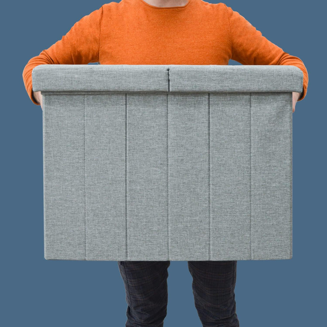 DuneDesign 85 Liter Wäschekorb mit Deckel &amp; Wäschesack - 62x31 Wäschekorb mit Sitzfunktion - Faltbar