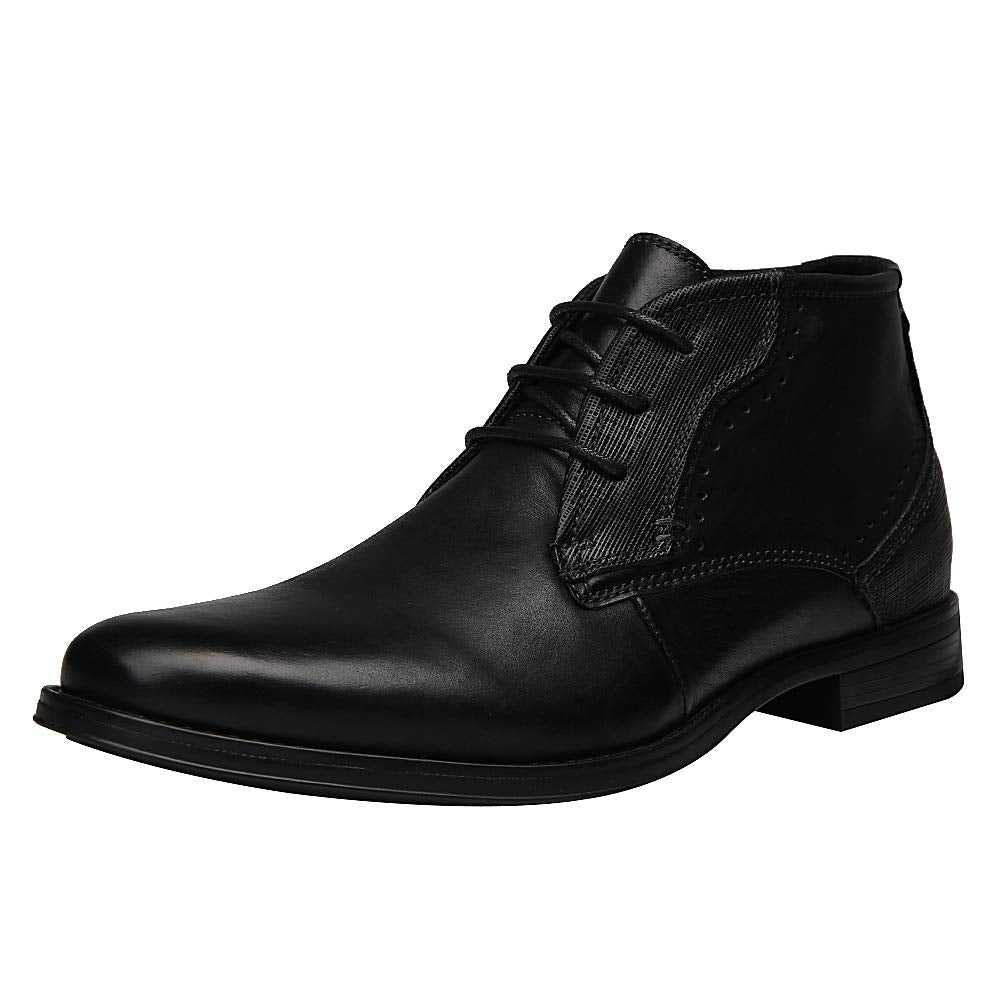 rismart Herren Knöchel hoch Runder Zeh Stilvoll Leder Chukka Bootsschuhe 44 EU Schwarz A, 44 EU Schw