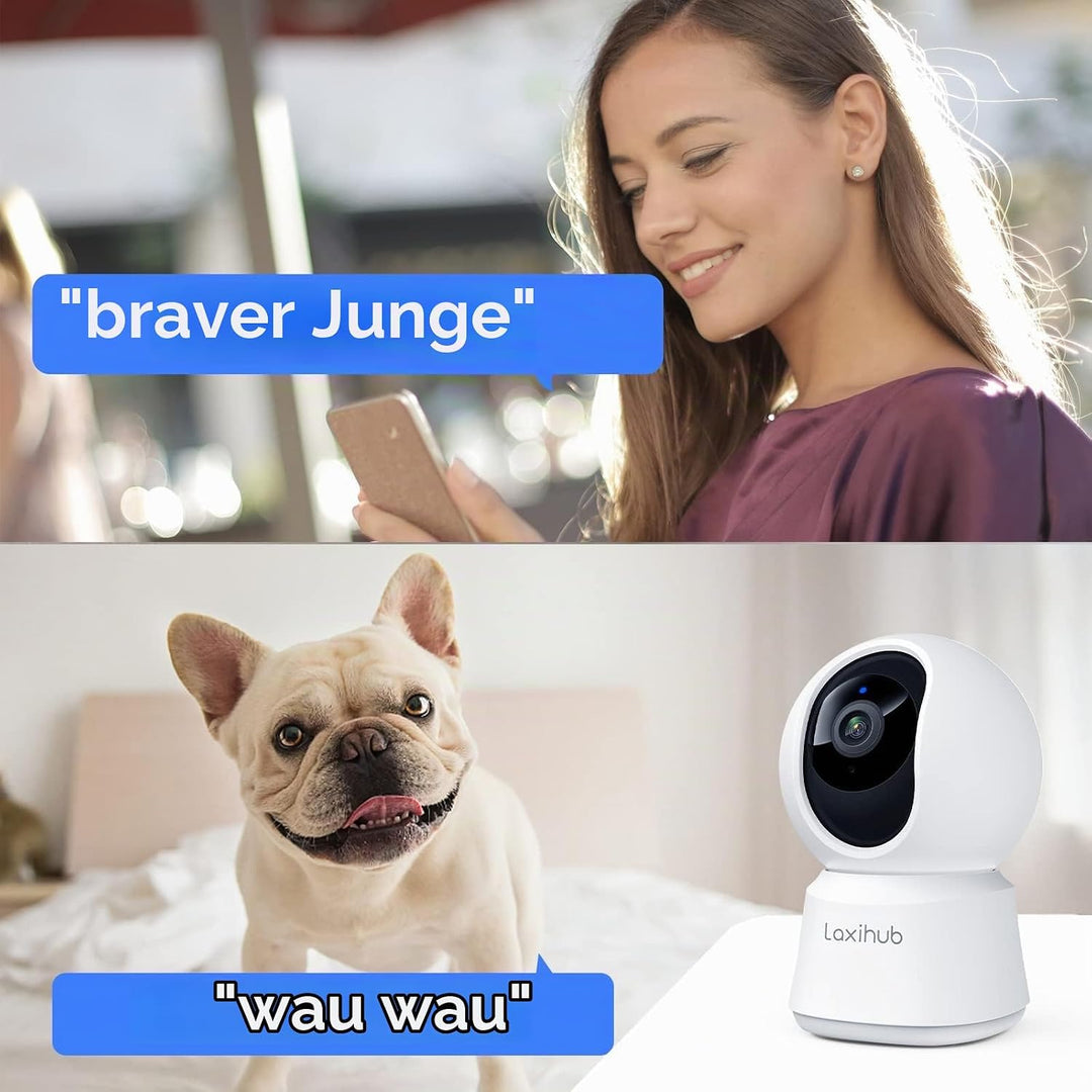 LAXIHUB 5MP Hundekamera mit App Überwachungskamera Innen Baby, 2.4G/5GHz Dual-Band WLAN Haustier Kam