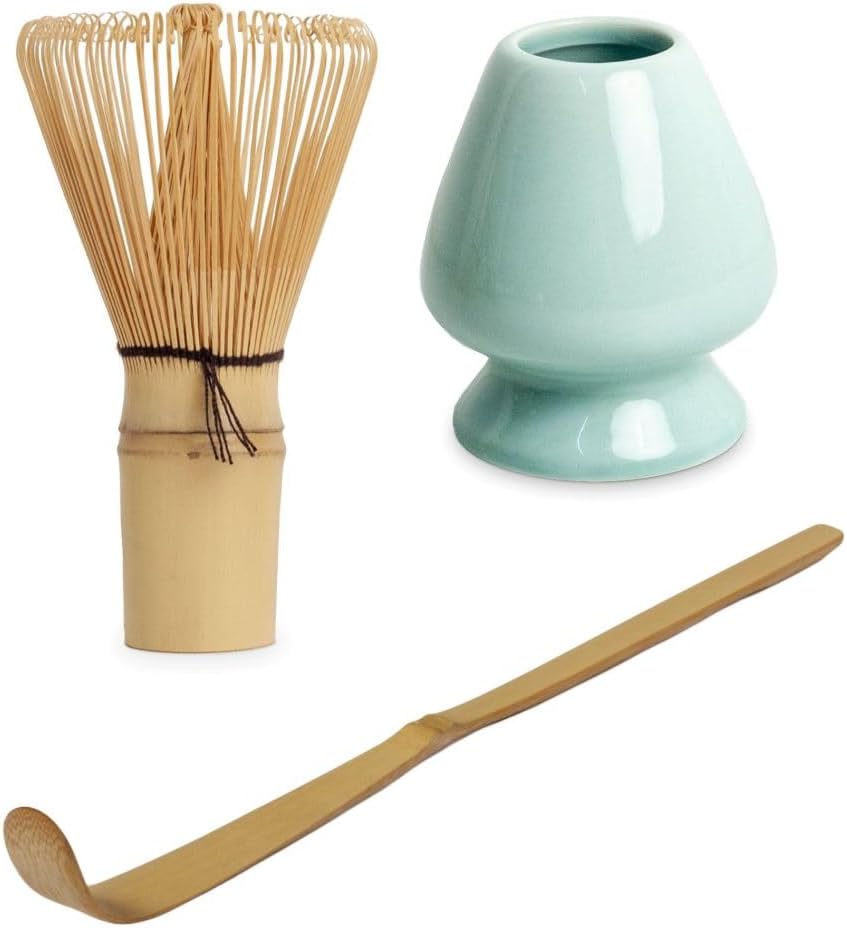 Matchaset AONAGASHI aus Japan in Geschenkbox Matchaschale Set Bambus-Besen Bambus-Löffel und Besen A