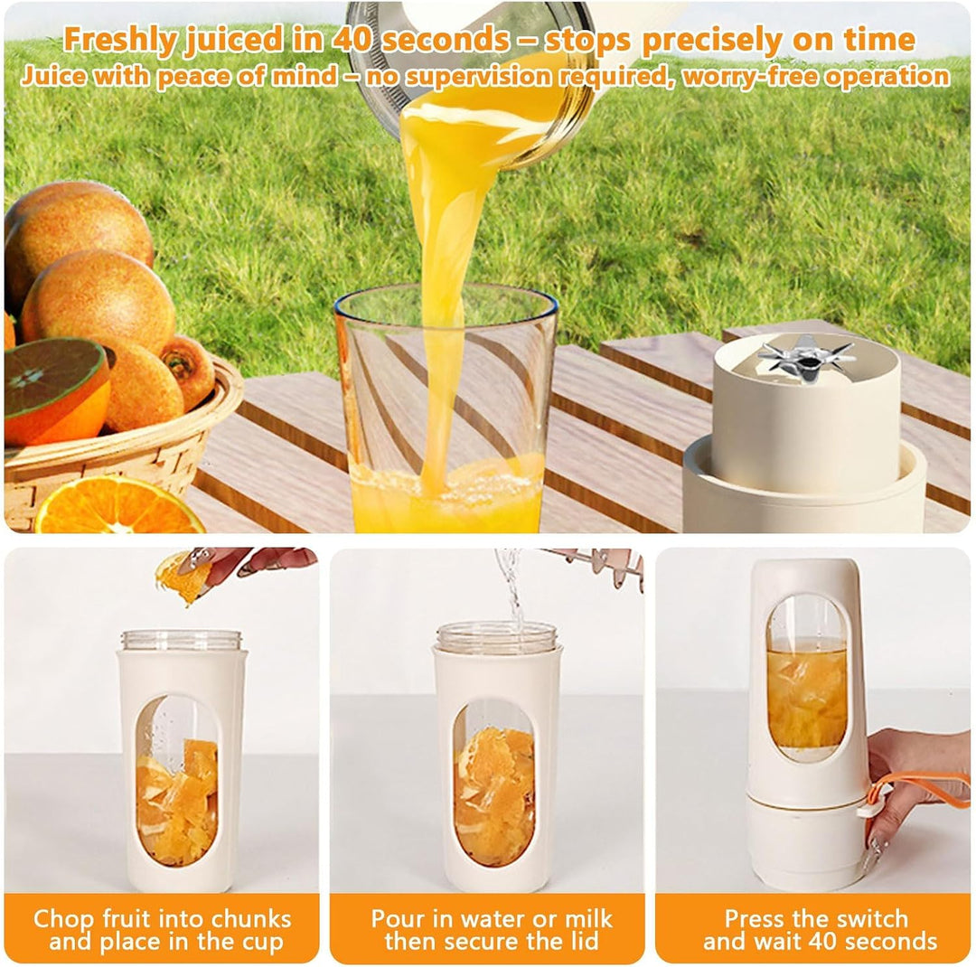 Smoothie Maker to Go, 450ml Tragbarer Mixer, Portable Blender mit 12-Klingen Edelstahl, Mini Mixer f