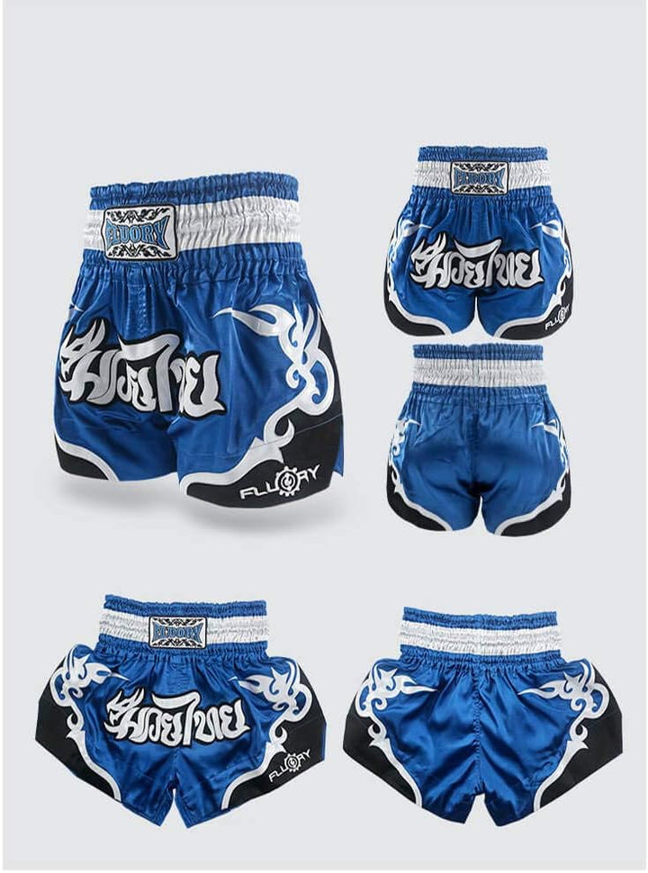 FLUORY Muay Thai Fight Shorts, MMA Shorts Bekleidung Training Käfig Kampf Grappling Martial Arts Kic