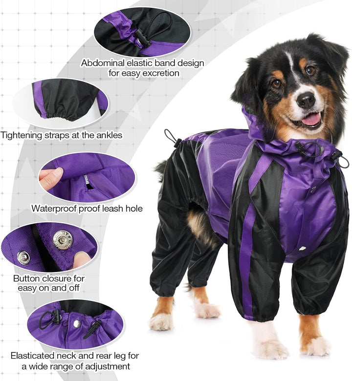 OUOBOB Hund Regenmantel, wasserdichte Hund Regenmantel für grosse Hunde, Leichte Regenjacke, Einstel