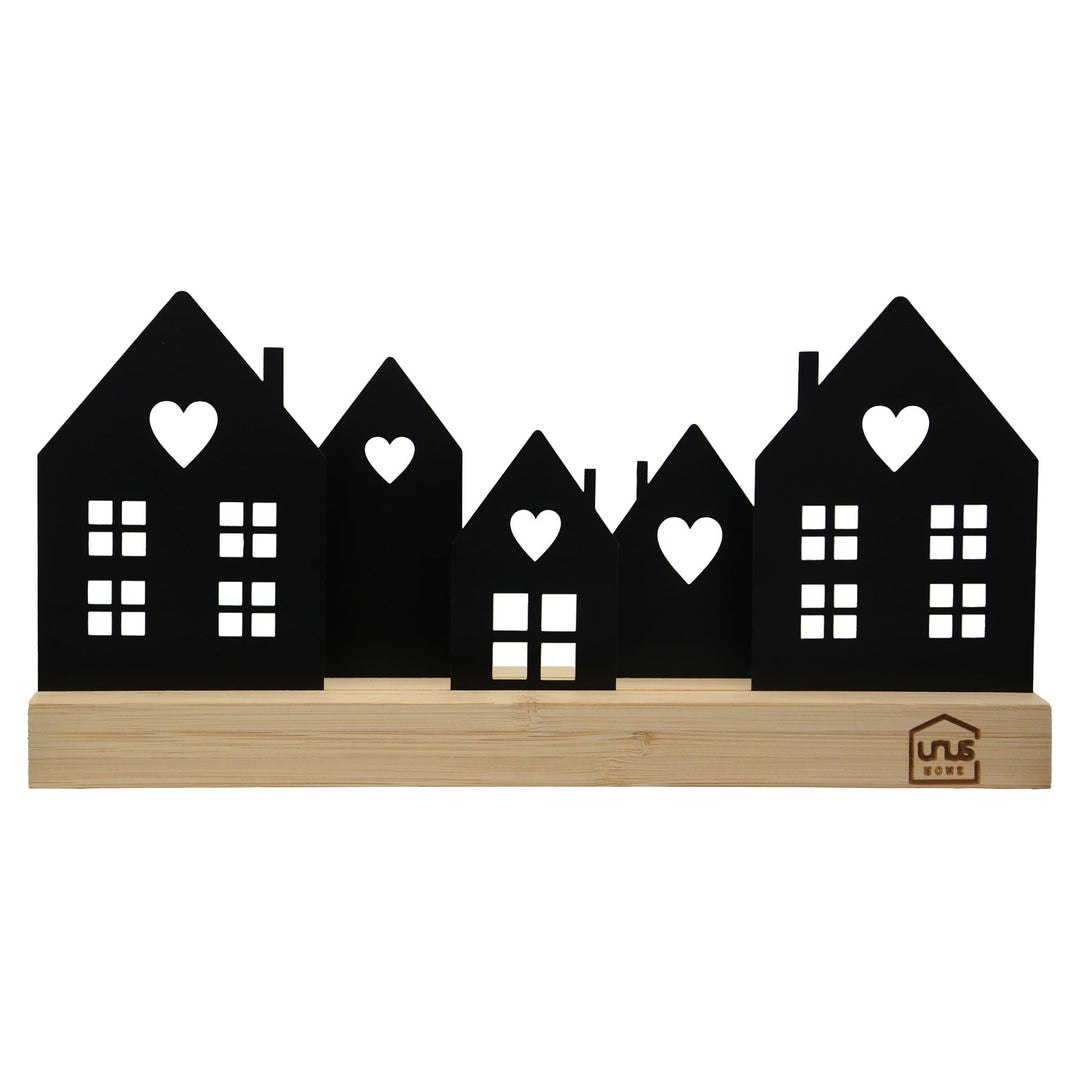 UNUS Häuser-Aufsteller Stadt Holz Metall Deko-Häuser 5 Häuser schwarz Schwarz 5 Häuser, Schwarz 5 Hä