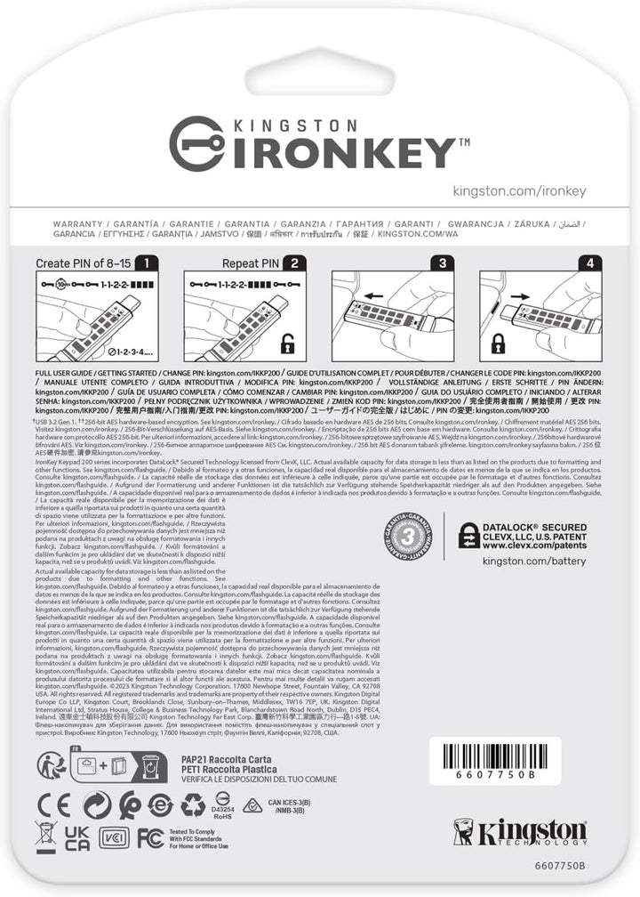 Kingston IronKey Keypad 200 Typ-C Hardware-verschlüsselter USB-Stick FIPS 140-3 Level 3 (ausstehend)