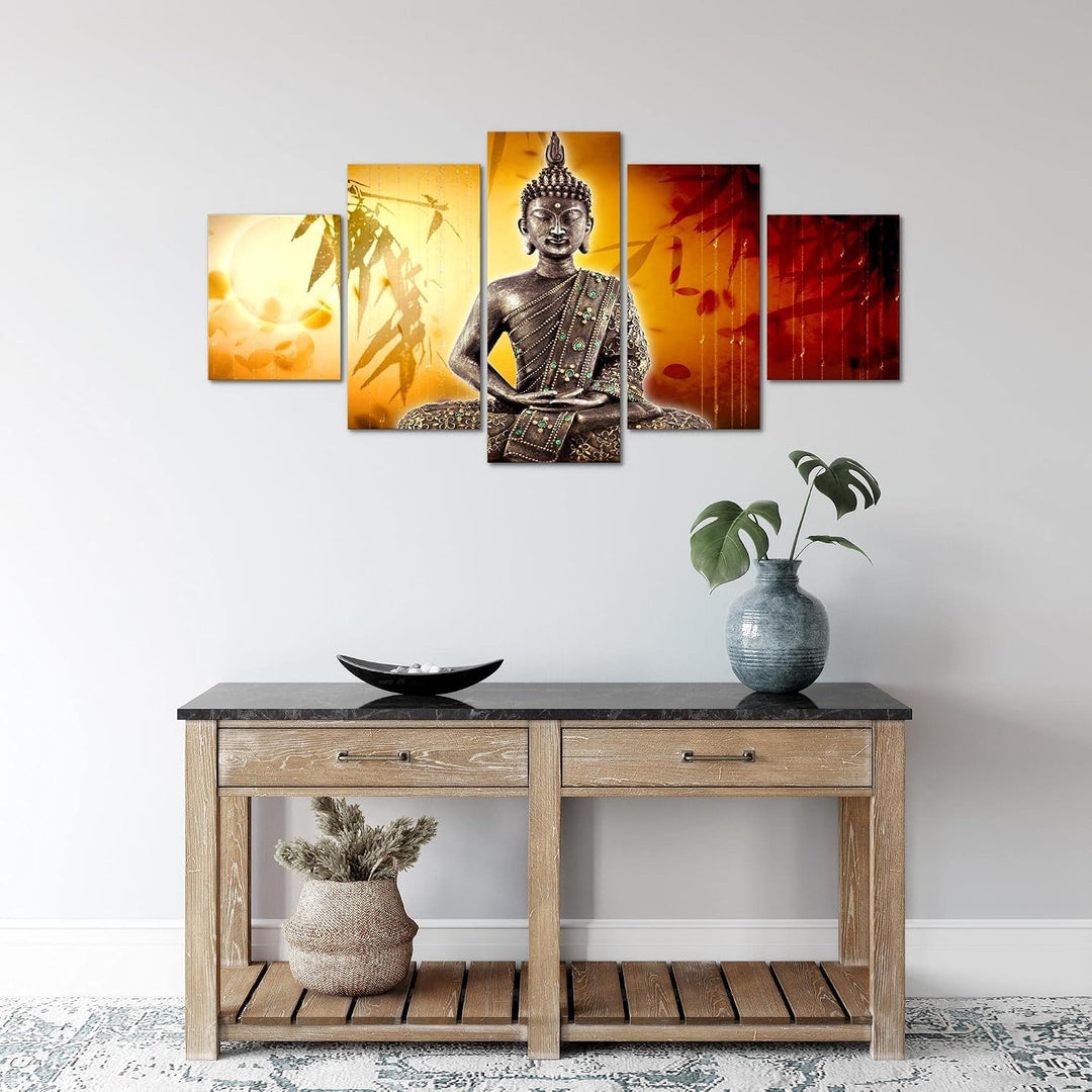 Runa Art Wandbilder Buddha 5 Teilig Bild auf Vlies Leinwand Deko Wohnzimmer Schlafzimmer Relax zen O