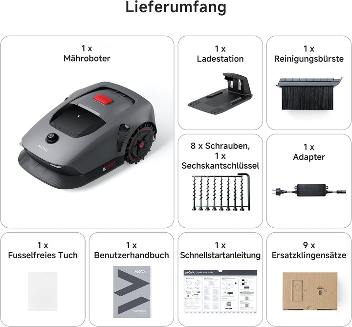 MOVA 1000, Mähroboter 360° 3D LiDAR kabellose Einrichtung &amp; genaue Kartierung bis 1000 m², Mährobote